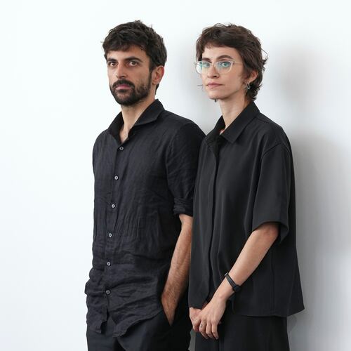 Directors Yuval Abraham, left, and Rachel Szor pose for photographers at the photo call for the film 'Naza' during the 83rd edition of the Venice Film Festival in Venice, Italy, on Thursday, Sept. 10, 2026. (Photo by Scott A Garfitt/Invision/AP)