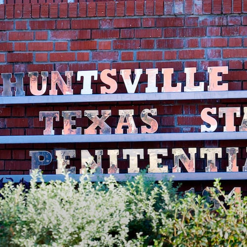 FILE - The main entrance of the building housing the execution chamber at the Huntsville Unit of the Texas State Penitentiary is seen, Oct. 17, 2024, in Huntsville, Texas. (AP Photo/Michael Wyke, File)