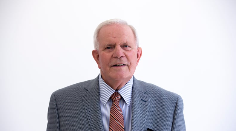 Gwinnett County Schools superintendent J. Alvin Wilbanks poses for a photo at his send-off at the J. Alvin Wilbanks Instructional Support Center in Suwanee, Georgia, on Wednesday, July 28, 2021. (Rebecca Wright for the Atlanta Journal-Constitution)