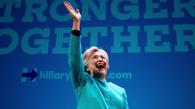 Democratic presidential candidate Hillary Clinton speaks at a fundraiser in Seattle on Friday. AP/Andrew Harnik