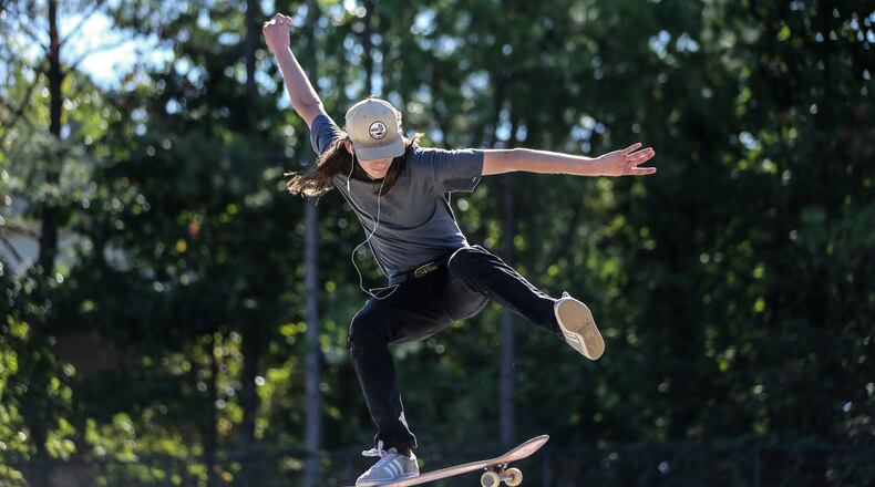 A 2017 skateboarding scene at the Historic Fourth Ward Skatepark at 830 Willoughby Way NE. in Atlanta . A new law bans skateboarding in downtown Alpharetta but city officials have a new understanding of the sport’s popularity. The city will open a temporary skate park at Union Hill Park.. JOHN SPINK/JSPINK@AJC.COM