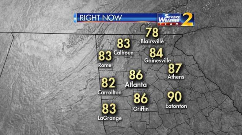 Atlanta reached a high of 86 degrees Thursday, but showers are expected Friday. (Credit: Channel 2 Action News)