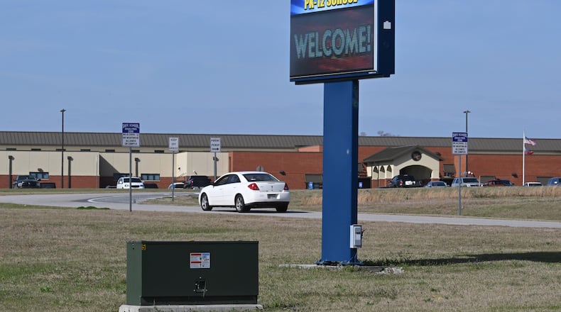 Exterior of Wilcox County Schools in Rochelle, GA. Ten years ago, local Wilcox County high school students pushed for an official school prom, one that would be integrated. In the past, private proms that were often segregated by race. (Hyosub Shin / Hyosub.Shin@ajc.com)