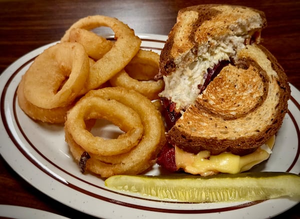 The Beet Rachel is a vegan take on the classic Reuben sandwich at the Westwood. (Henri Hollis/AJC)
