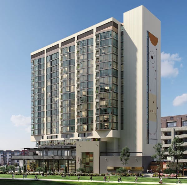 A rendering of Signal House, a luxury active-adult residential tower at Ponce City Market in Atlanta. Image courtesy of Jamestown.