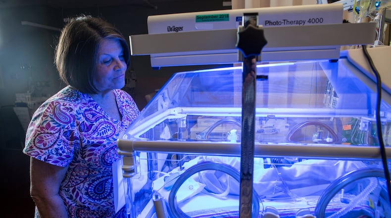 Sandra Howard in the NICU at Piedmont Fayette Hospital. Photo by Phil Skinner