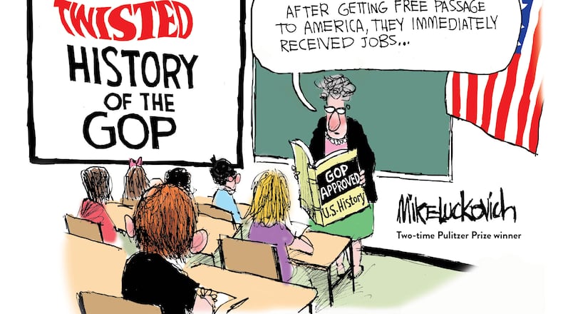 Mike Luckovich's latest collection is "The Twisted History of the GOP." Courtesy of ECW Press