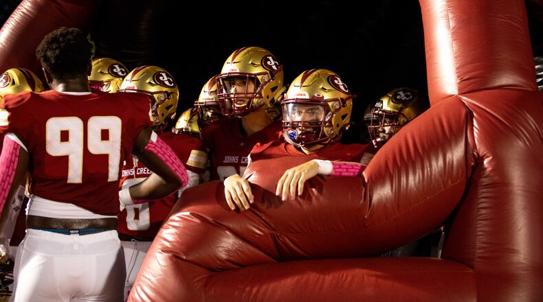 during a GHSA high school football game between Cambridge High School and Johns Creek High School in Johns Creek, Ga. on Friday, October 15, 2021. (Photo/Jenn Finch)
