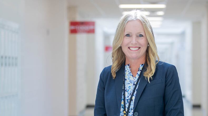 Henry County Schools Superintendent Mary Elizabeth Davis poses at Dutchtown High School in Hampton on Thursday, July 27, 2023. (Katelyn Myrick / AJC file photo)