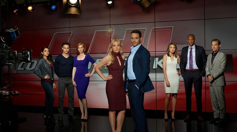 NOTORIOUS - ABC's "Notorious" stars Sepideh Moafi as Megan Byrd, Ryan Guzman as Ryan Mills, Kate Jennings Grant as Louise Herrick, Piper Perabo as Julia George, Daniel Sunjata as Jake Gregorian, Aimeé Teegarden as Ella Benjamin, J. August Richards as Bradley Gregorian and Kevin Zegers as Oscar Keaton. (ABC/Bob D'Amico)