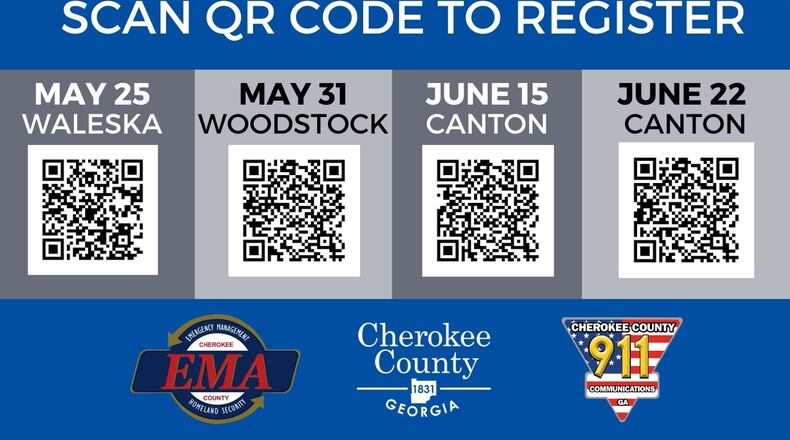 Cherokee County is sponsoring free Community Preparedness 101 classes for its citizens from 6-7:30 p.m. May 25 and 31 and June 15 and 22. (Courtesy of Cherokee County)