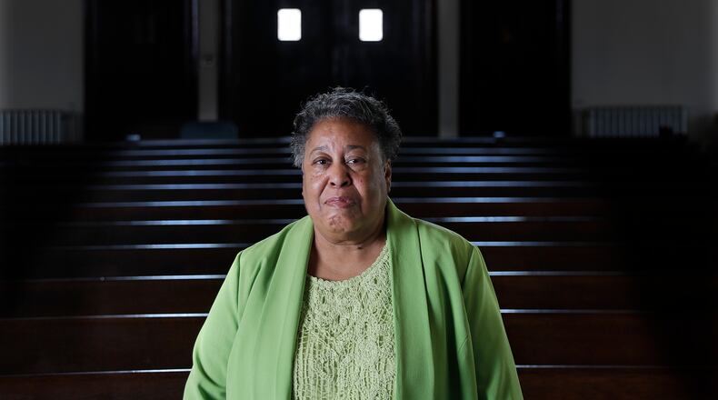 FILE - Clara Ester stands in the Centenary United Methodist Church in Memphis, Tenn., on March 17, 2018. (AP Photo/Mark Humphrey, File)