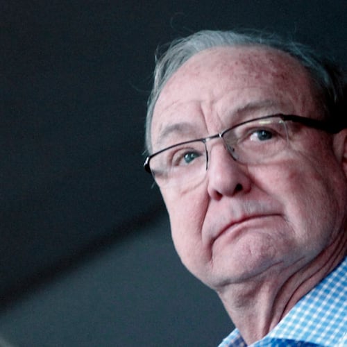 FILE - Tom Hicks, the former owner of the Texas Rangers and Dallas Stars during an NHL hockey game in Dallas, Saturday, Oct. 29, 2011. (AP Photo/LM Otero, File)