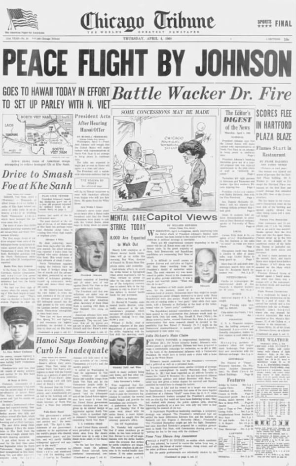 The Chicago Tribune front page from April 4, 1968.