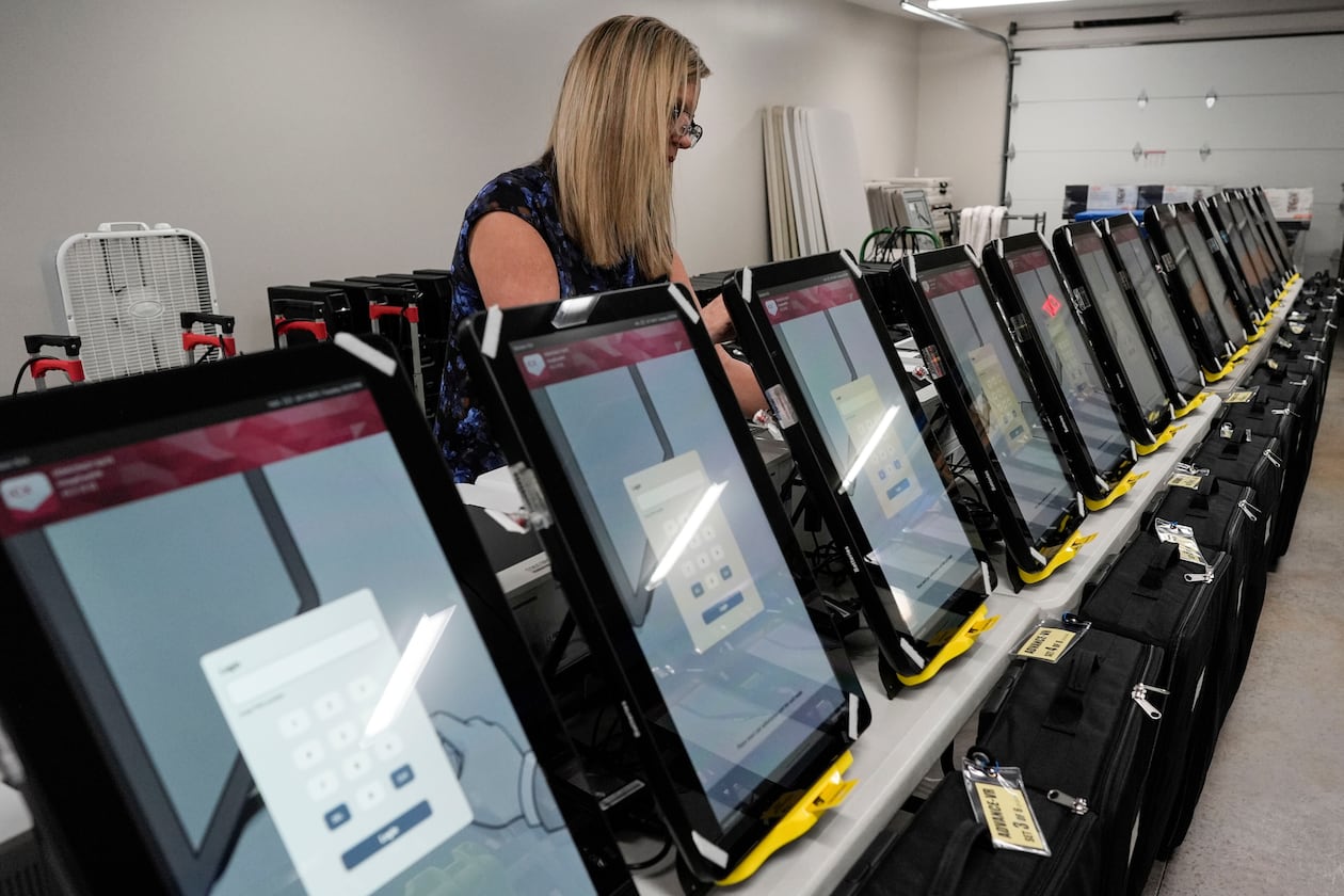 Voting machines are seen at the Bartow County Election office, Jan. 25, 2024, in Cartersville, Ga. (Mike Stewart/AP File)