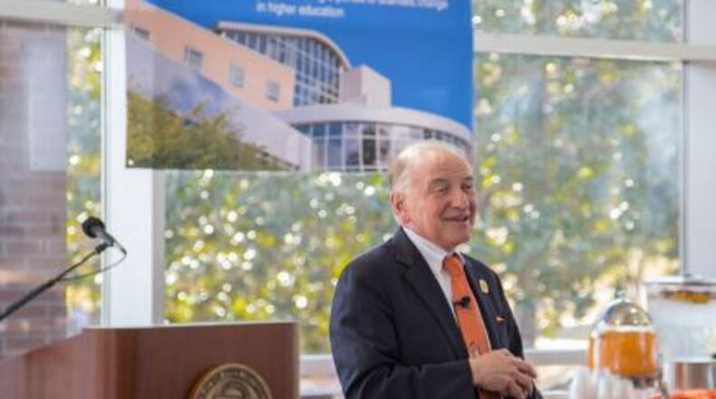 Clayton State University President Tim Hynes spoke before more than 100 students and staff in attendance for the kickoff of the university’s new strategic plan.