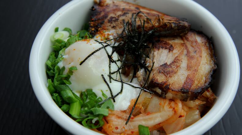 Buta Kimchi Mini Rice Don at NEXTO. / (BECKY STEIN PHOTOGRAPHY)