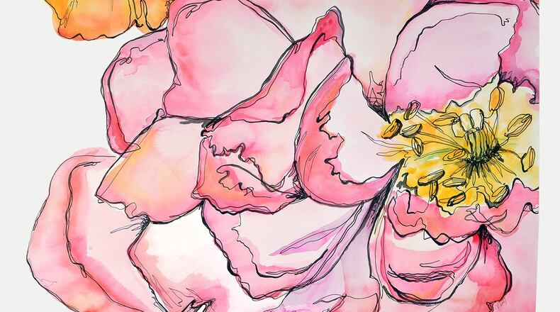 Atlanta artist Courtney Khail is known for her large floral paintings, like “Matilda.” The painting ($5,000) is 42 inches by 42 inches. See some of Khail’s work at the Atlanta Botanical Garden through Oct. 29. Contributed by Courtney Khail Watercolors