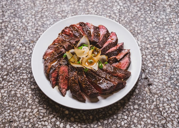 The grilled beef on the So. Fox menu comes with Vidalia onions, braised leeks and marrow. (Courtesy of Dave Crawford)