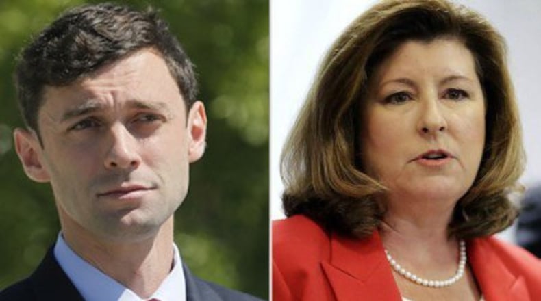 Jon Ossoff (left) and Karen Handel
