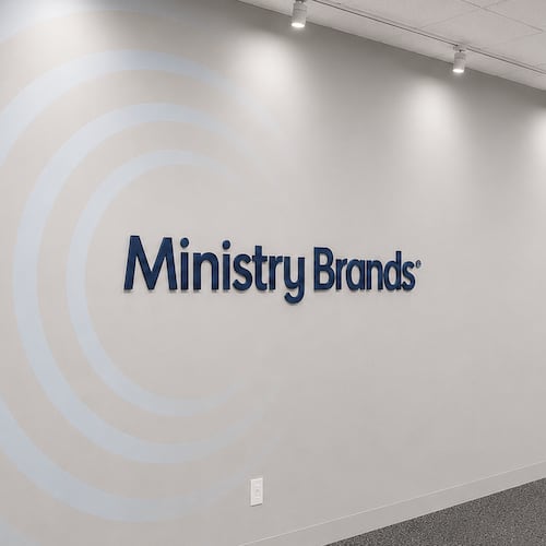 The entrance to the new headquarters of church software company Ministry Brands in Milton, Ga. (Courtesy of Ministry Brands)