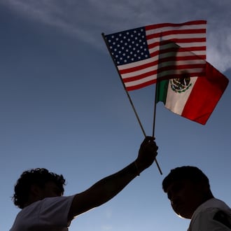 Demonstrators protest ICE raids and deportations on Buford Highway in Atlanta on Tuesday, June 10, 2025. (Arvin Temkar/AJC)
