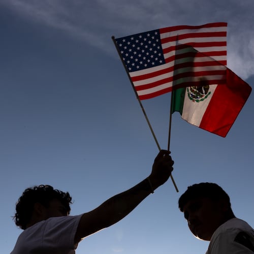 Demonstrators protest ICE raids and deportations on Buford Highway in Atlanta on Tuesday, June 10, 2025. (Arvin Temkar/AJC)