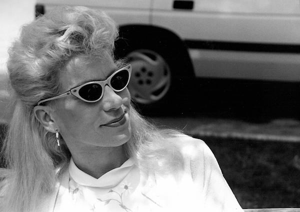 An unidentified local extra takes a break between takes during the filming of Jumanji in this file photo taken in 1995 in Keene, N.H. (Maureen E. McHugh via AP File)