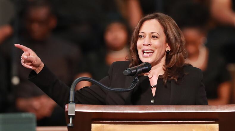 U.S. Sen. Kamala D. Harris, D-California, makes special remarks during the worship service at Ebenezer Baptist Church on Sunday, March 24, 2019, in Atlanta. The Democratic candidate for president also visited Morehouse College on Sunday. (Photo: Curtis Compton/ccompton@ajc.com)