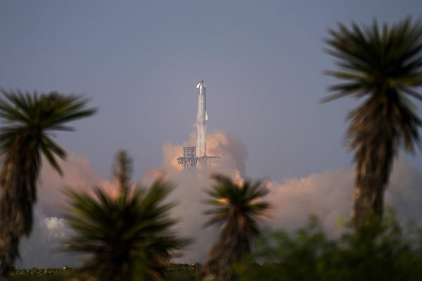 SpaceX's mega rocket Starship makes a test flight from Starbase, Texas, Tuesday, May 27, 2025. (AP Photo/Eric Gay)