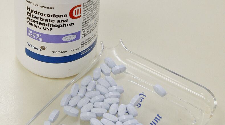 Shown here, hydrocodone and acetaminophen tablets, also known as Vicodin. The drug is the most prescribed one in Georgia, according to a new report. (AP Photo/Sue Ogrocki, File)