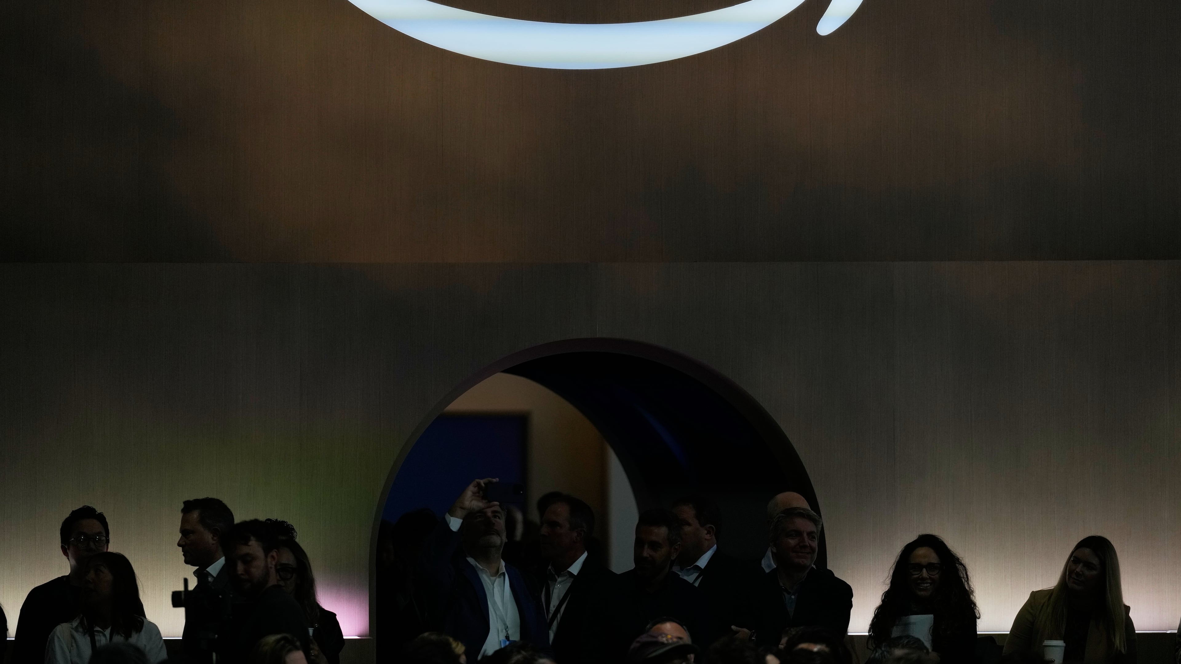 FILE - An Amazon logo is seen at an Amazon event in New York, Tuesday, Sept. 30, 2025. (AP Photo/Seth Wenig, File)