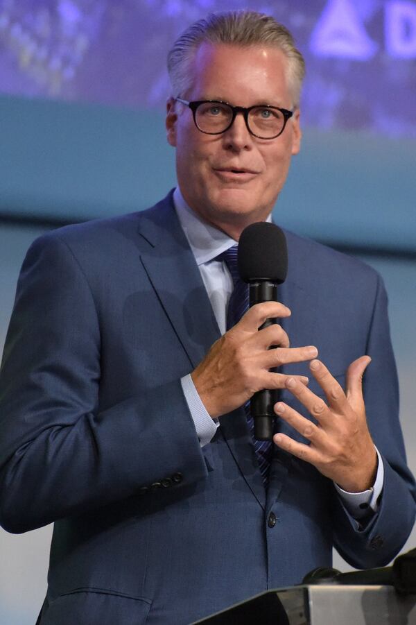 Delta CEO Ed Bastian speaks at Delta’s launch reception for its Atlanta-Shanghai route. Jenna Eason / Jenna.Eason@coxinc.com
