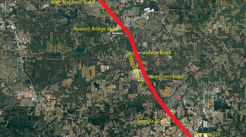 This map shows where the work on I-75 is taking place.