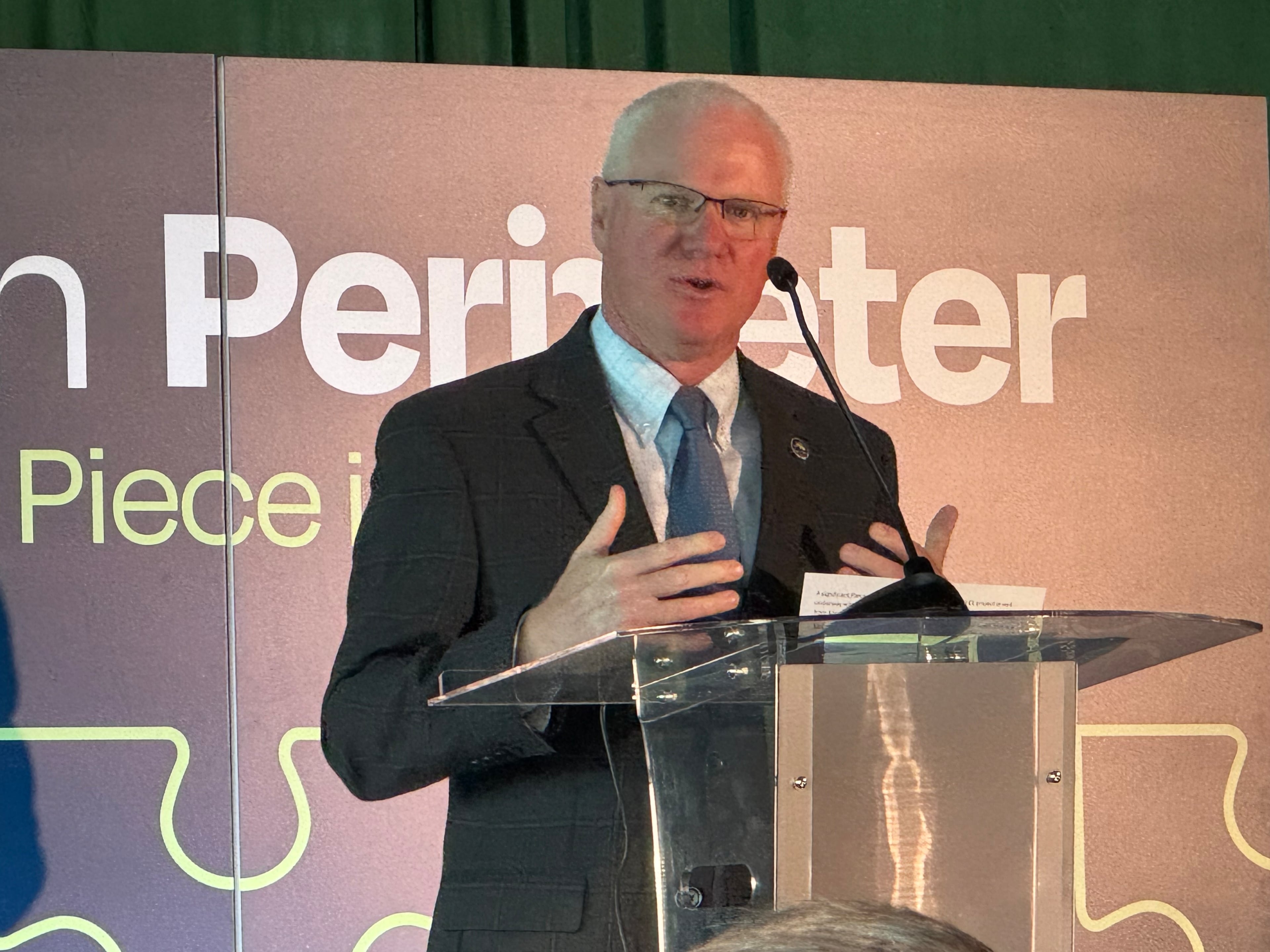 Georgia Transportation Commissioner Russell McMurry spoke at the Envision Perimeter 2025 event on Tuesday in Sandy Springs.
