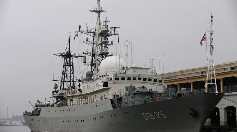The Viktor Leonov CCB-175, a Russian Navy intelligence warship, has been sailing off the East Coast.