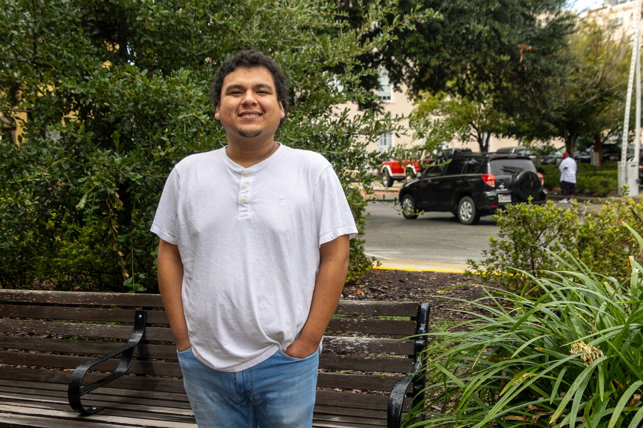 Eduardo Delgado poses for a photo in Telfair Square on Wednesday, September 25, 2024 in Savannah, GA. (AJC Photo/Katelyn Myrick)