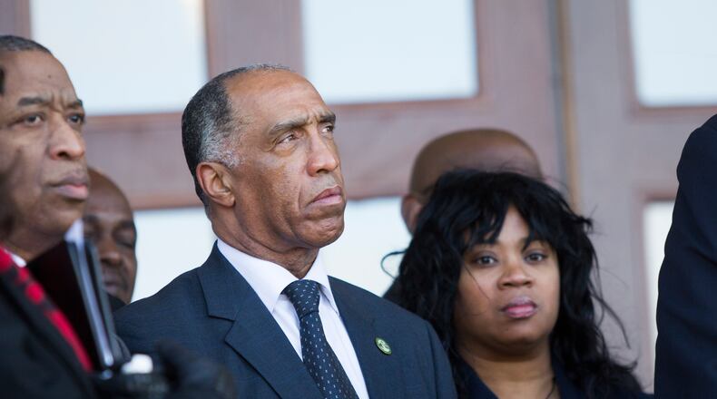 Stockbridge Mayor Anthony S. Ford at a February press conference to protest efforts to create a city of Eagles Landing. REANN HUBER/REANN.HUBER@AJC.COM