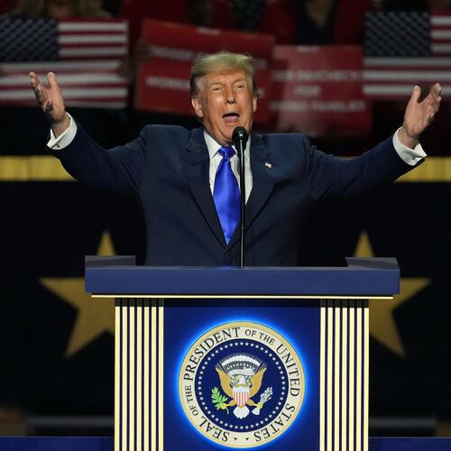 President Donald Trump speaks at the Republican convention in Dallas, Wednesday, Sept. 9, 2026. (AP Photo/Tony Gutierrez)