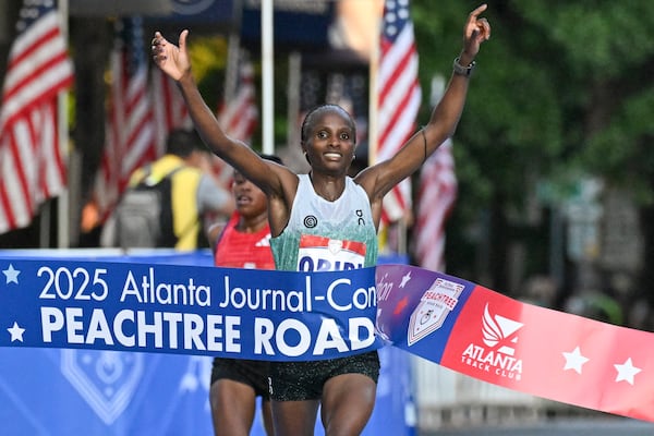 Hellen Obiri made her Peachtree Road Race debut on Friday.