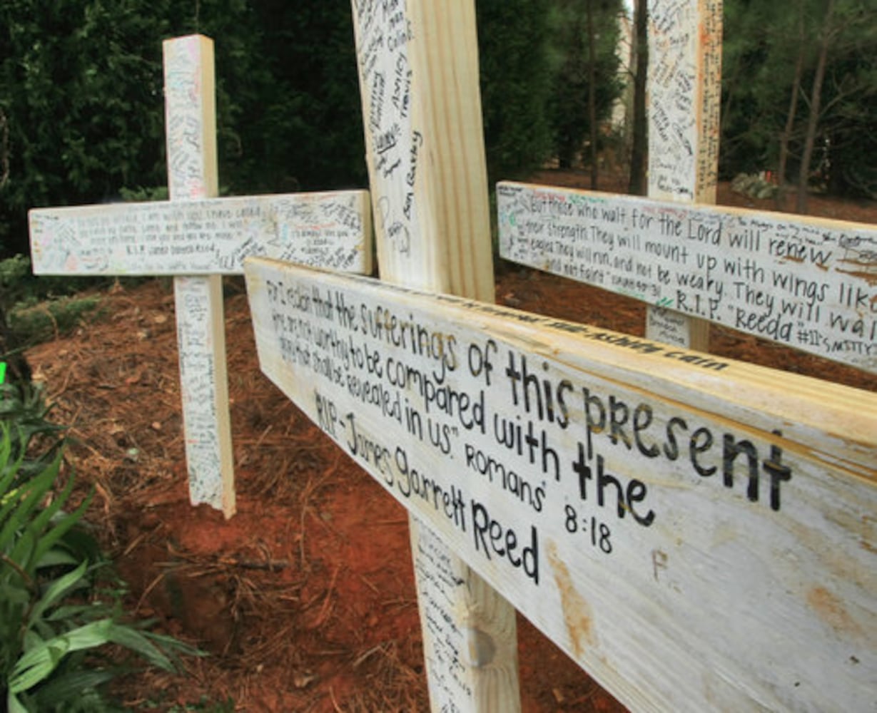 Roadside memorial for Garrett Reed, 16