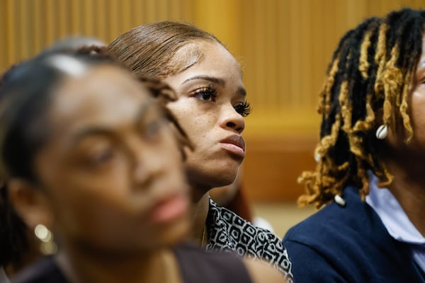 Charmaine Turner, Secoriea Turner's mother, listens during opening statements in the trial of Julian Conley in Atlanta on Wednesday, Sept. 17, 2025. (Abbey Cutrer/AJC)