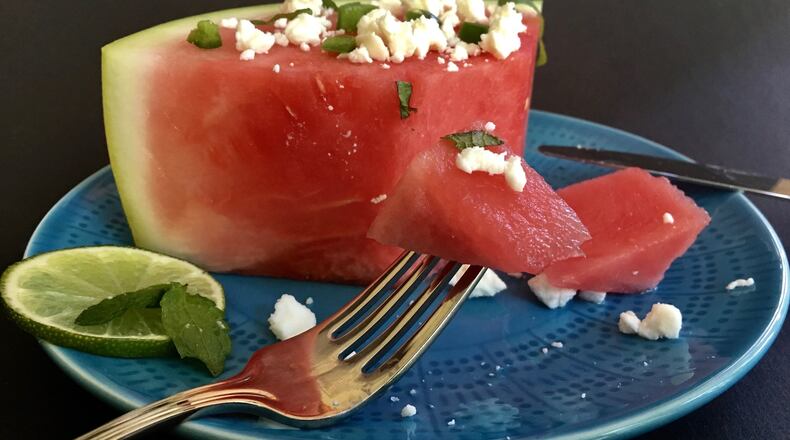 Keep the watermelon’s rind for an easy, elegant summer salad. CONTRIBUTED BY KELLIE HYNES