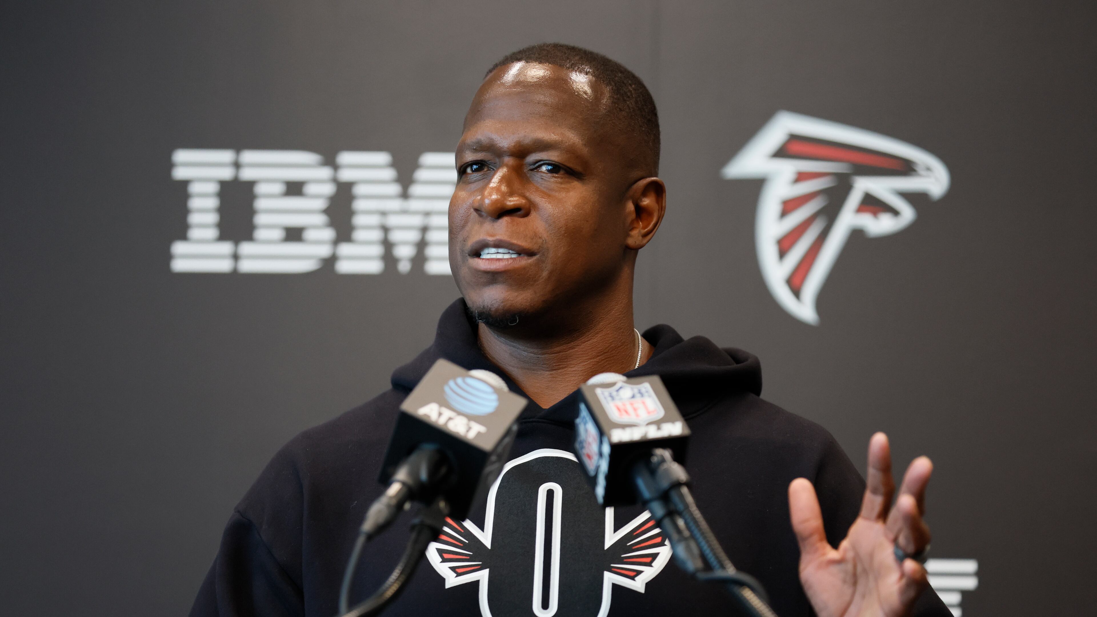 Atlanta Falcons coach Raheem Morris says this year's plan for exhibition season will be similar to last year's, when he didn't play his starters. (Miguel Martinez/AJC)