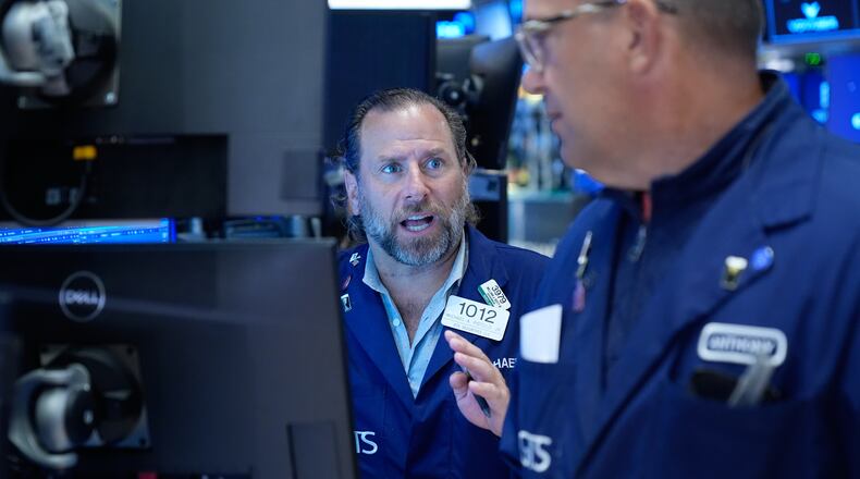 Michael Pistillo works on the floor at the New York Stock Exchange in New York, Monday, Sept. 14, 2026. (AP Photo/Seth Wenig)
