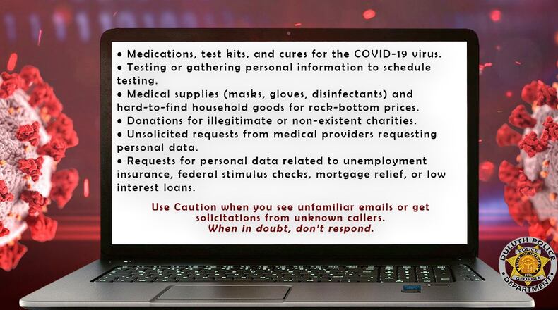 The Duluth Police Department is warning the community to beware of unsolicited calls and emails related to COVID-19. (Courtesy City of Duluth)