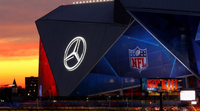 <p>An exterior view of the Mercedes-Benz Stadium is seen on January 27, 2019 in Atlanta, Georgia. (Photo by Justin Heiman/Getty Images)</p>