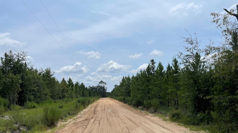 The dirt road leading to the Bryan County mega-site recently purchased by the state of Georgia to attract major economic development deals.