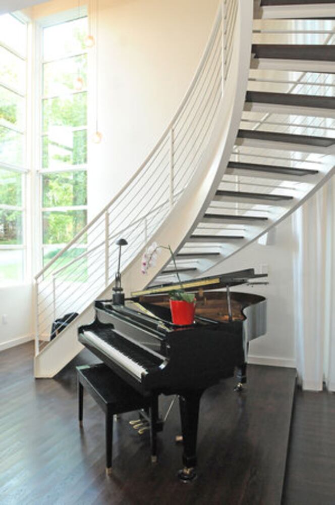 A stylish staircase adds flair to home