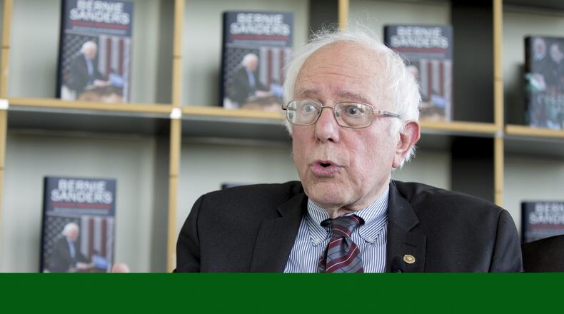 Senator and former presidential candidate Bernie Sanders speaks to journalists, as he promotes his book ‘Our Revolution: A Future to Believe in’ at the Ullstein publishing company in Berlin, Germany, Wednesday, May 31, 2017. (Kay Nietfeld/dpa via AP)